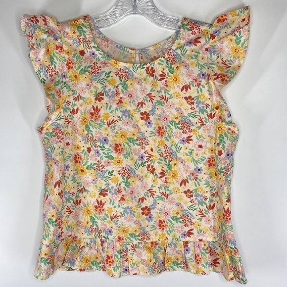 Sadie & Sage Floral Blouse Flutter Sleeves Keyhole Back Small - Picture 1 of 6